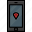 cell, colour, functions, map, mobile, phone, point 
