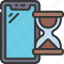hourglass, cellular, device, time, timer 