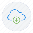 arrow, cloud, database, down, download, hosting, storage