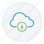 arrow, cloud, database, down, download, hosting, storage 