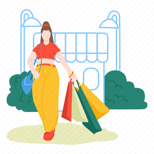 Girl, and, shopping, store, shop, ecommerce, sale illustration - Download on Iconfinder