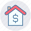 dollar, dollar sign, home, house, online, property, property value