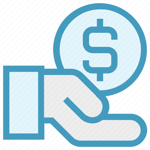 Coin on hand, dollar coin, hand, hand and coin, hand holding dollar, hand with dollar, money icon - Download on Iconfinder