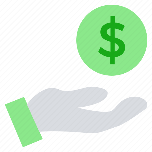 Cash, coin, coin on hand, dollar, hand with dollar, money icon - Download on Iconfinder