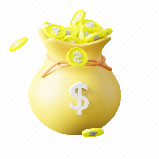 Coin, pocket, dollar money bag, bag-of-money, money-bag, financial, investment 3D illustration - Download on Iconfinder