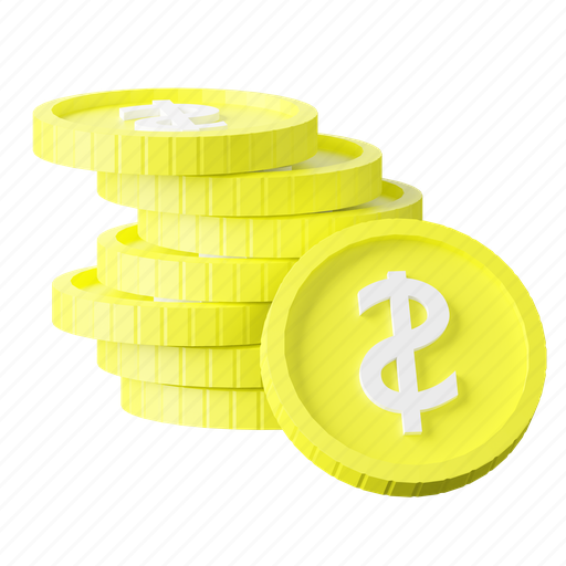 Pile, of, coins, pile of dollar coins, dollar coin, dollar coin stack, dollar coins 3D illustration - Download on Iconfinder
