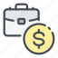 business, case, coin, dollar, money, suitcase 