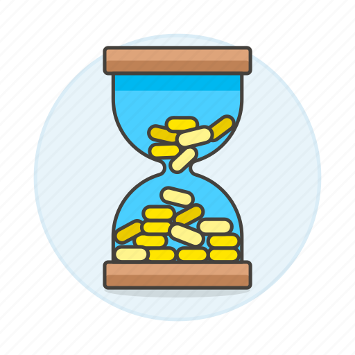 Coins, finance, hourglass, management, money, protection, time icon - Download on Iconfinder