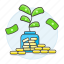 cash, coin, dollar, finance, growth, investing, money, plant, pot