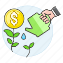 can, coin, dollar, finance, investing, money, plant, pot, watering