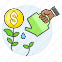 coin, money, finance, plant, investing, can, pot, dollar, watering