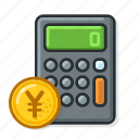 calculator, yen, check, bill, count