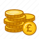 gold, coins, pound, cash, money