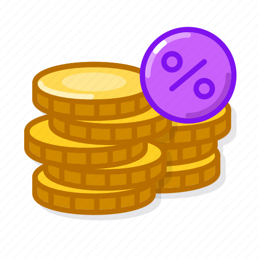 Gold, coins, percent, cash, money icon - Download on Iconfinder