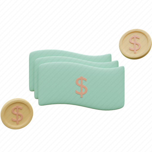 Money, finance, cash, income 3D illustration - Download on Iconfinder