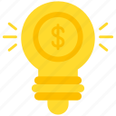 bulb, idea, lamp, money
