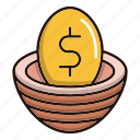 egg, gold, money, nest
