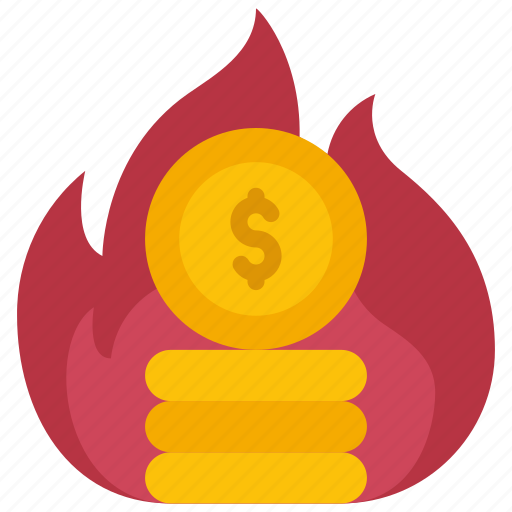 Burning, money, fire, coins, cash icon - Download on Iconfinder