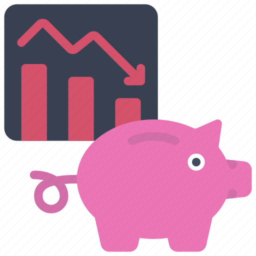 Decreased, savings, saving, piggy, bank, loss icon - Download on Iconfinder