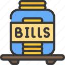 bills, money, pot, savings, jar, cash, coins