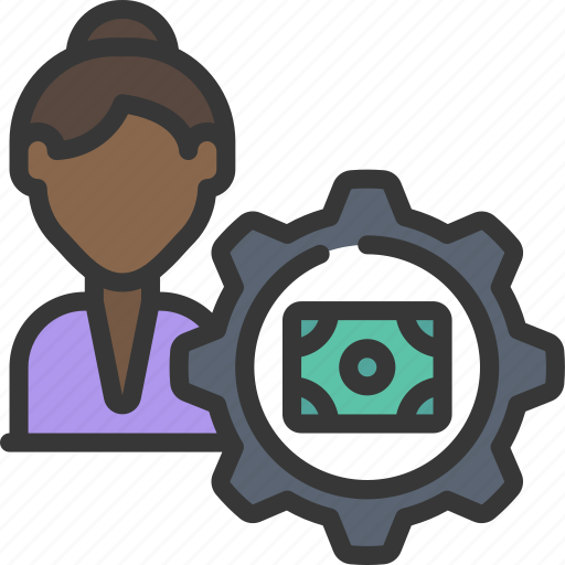 Female, money, manager, person, avatar, user, cog icon - Download on Iconfinder
