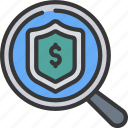 fraud, protection, shield, magnifying, glass, loupe