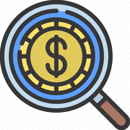 Financial, research, loupe, magnifying, glass, coin icon - Download on Iconfinder
