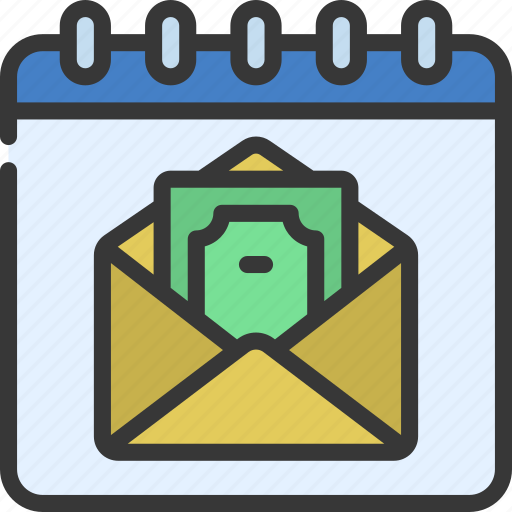 Paycheck, date, calendar, salary, income, mail icon - Download on Iconfinder
