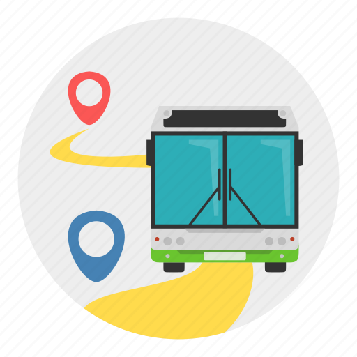 Bus, marker, road, route, transport, way icon - Download on Iconfinder