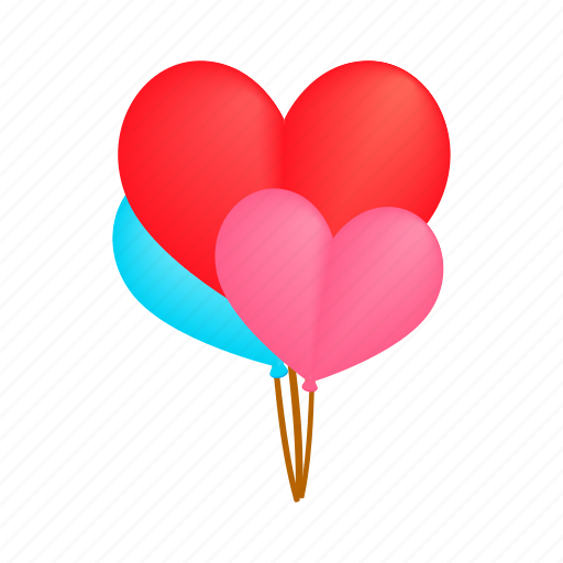 Balloon, birthday, day, heart, isometric, mothers, red icon - Download on Iconfinder
