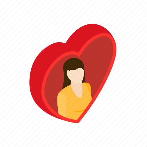 Beautiful, day, female, heart, isometric, love, woman icon - Download on Iconfinder
