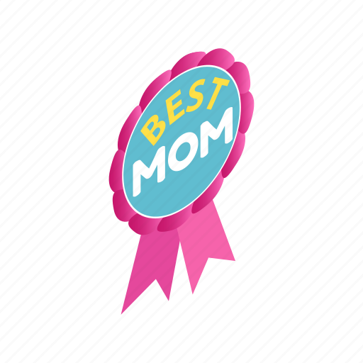 Day, isometric, mom, mother, pink, ribbon, rosette icon - Download on ...