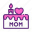 cake, candle, day, love, mother, tart 