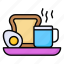 breakfast, tray, food, meal, egg, tea, cup 