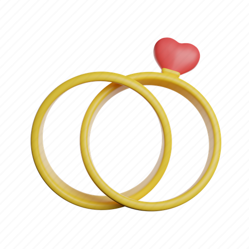 Couple, rings, jewelry, heart, romance, love, romantic 3D illustration - Download on Iconfinder