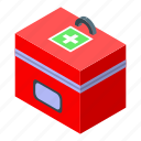 aid, box, cartoon, first, isometric, kit, medical