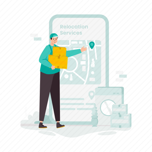 Courier, moving service, application, maps, mobile, movement, shipping illustration - Download on Iconfinder