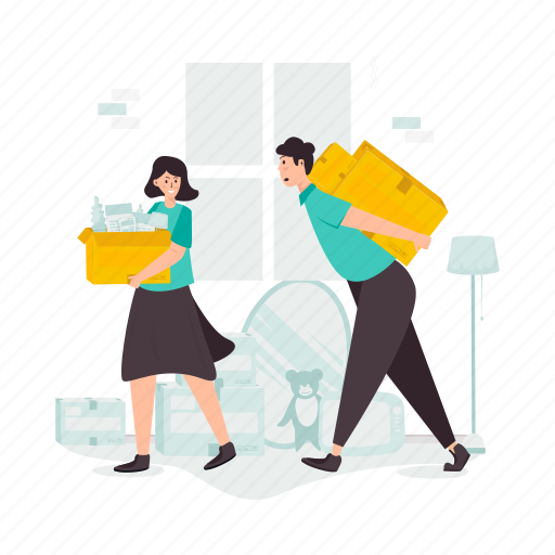 Family, preparation, packing, moving house, movement, renovation, furniture illustration - Download on Iconfinder