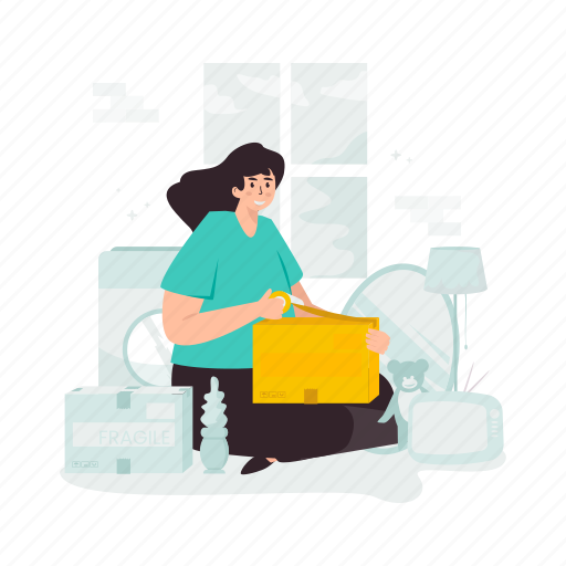 Packing, duct tape, box, parcel, cleaning, home, move out illustration - Download on Iconfinder