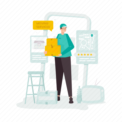 Application, moving service, delivery, packing, shipment, cargo, box illustration - Download on Iconfinder