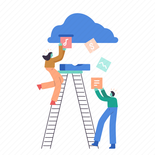 Man, woman, person, cloud, storage, data, database illustration - Download on Iconfinder