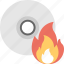 burn disc, cd, dvd, fire, flame 