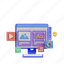 computer, screen, computer screen, multimedia design, multimedia, 3d icon, 3d illustration, 3d render 