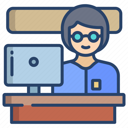Information, desk, woman icon - Download on Iconfinder
