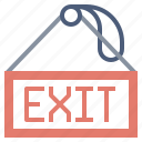 exit, label, logout, museum, sign, signaling