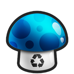 blue, mushroom 