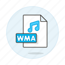audio, digital, file, format, music, note, sound, wma