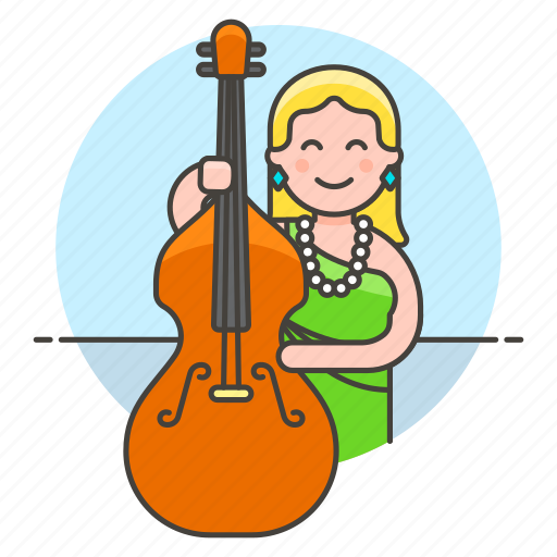 Bowed, music, bassist, bass, orchestra, double, female icon - Download on Iconfinder