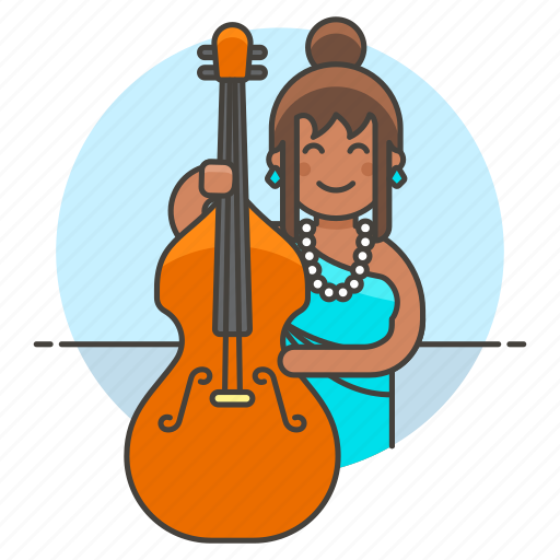 Bass, bassist, bowed, double, female, half, music icon - Download on Iconfinder