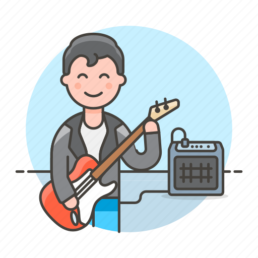 Bass, bassist, guitar, male, music, musicians, player icon - Download on Iconfinder